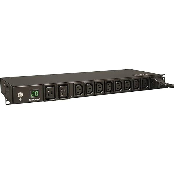 Tripp Lite 10-Outlet Metered PDU: 200-240V, 3.2-3.8kW, 12ft Cord, 1U Rack-Mount - PDUMH20HV