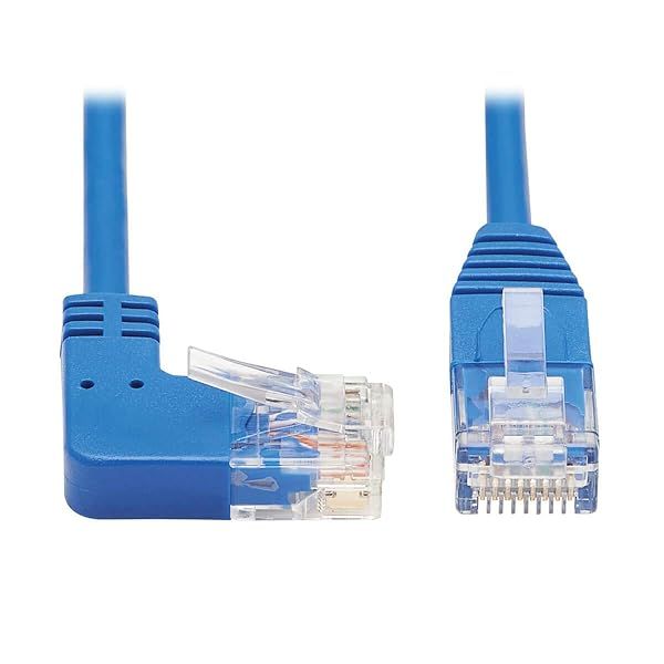 Tripp Lite Right Angle Cat6 Ethernet Cable, Gigabit Molded Slim UTP Network Patch Cable, Blue, 15 ft. (N204-S15-BL-RA)