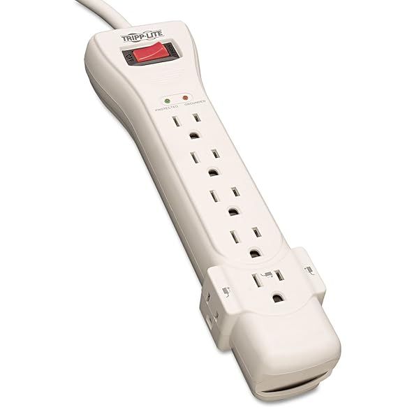 Tripp Lite SUPER7 Surge Protector: 7-Outlet Power Strip with 7ft Cord - Essential Light Gray Protection