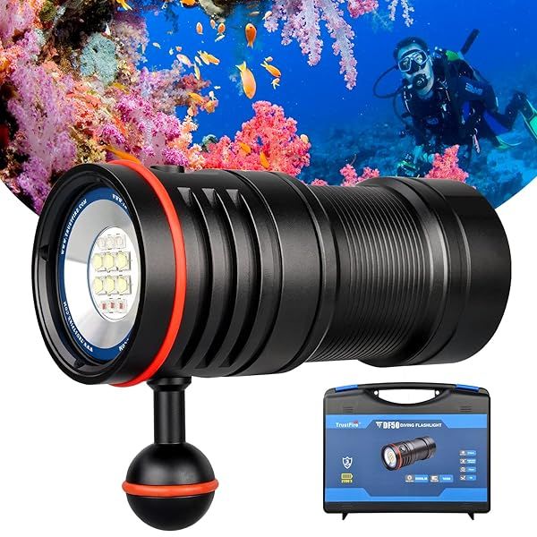 TrustFire DF50 Scuba Diving Light: 6500 Lumens USB Rechargeable LED Torch for Underwater Photography