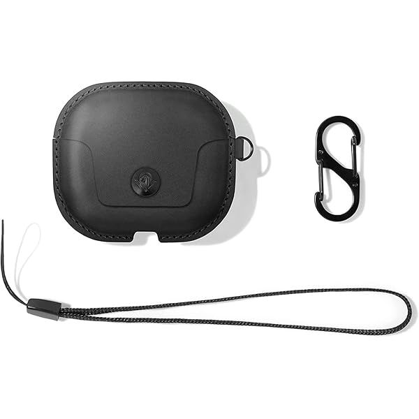Twelve South AirSnap Gen 3: Leather Case for AirPods 3 with Loss Prevention Clip & Carry Strap - Black
