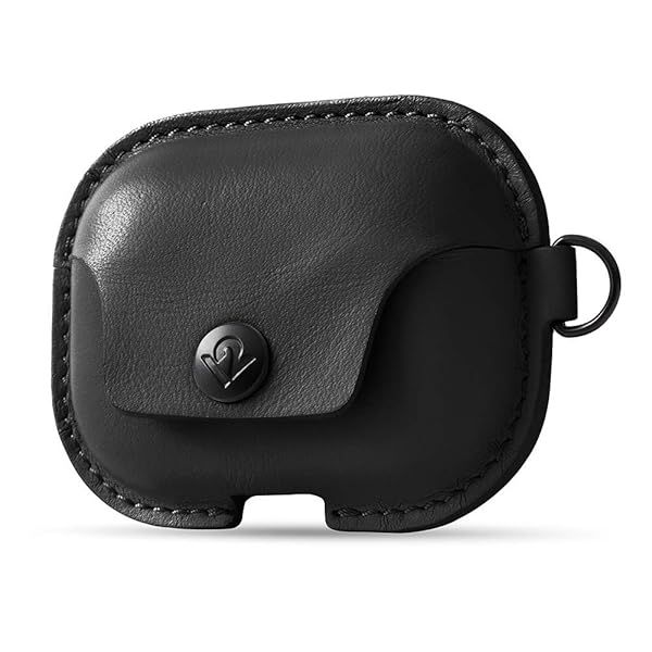 Twelve South AirSnap Pro: Premium Leather Case for AirPods Pro 1st & 2nd Gen with Loss Prevention Clip & Carry Strap - Black
