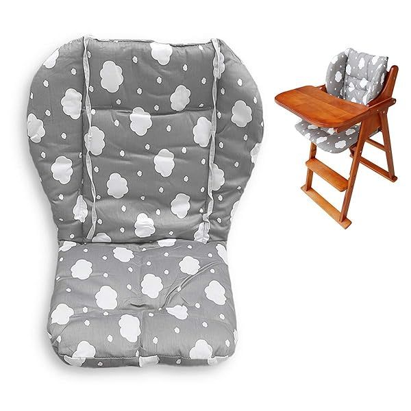 Twoworld Baby High Chair Cushion - Thick, Breathable Gray Clouds Seat Liner for Comfort & Support