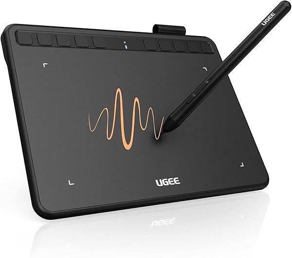 UGEE S640 Graphics Drawing Tablet: Battery-Free Stylus, 8192 Pressure Levels & 10 Express Keys for Mac, Windows & Android