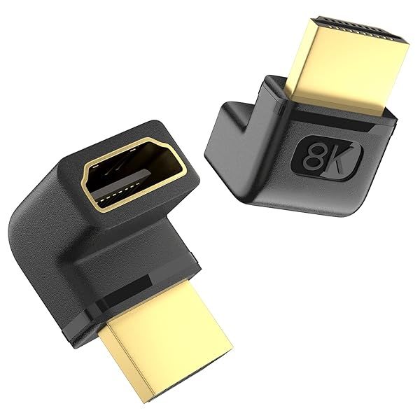 ULT-WIIQ 2 Pack 8K HDMI Extension Adapter, 90 and 270 Degree Right Angle HDMI 2.1 Male to Female Extender Adapter, Support 8K@60Hz, 4K@144Hz, 2K@240Hz, HDR, eARC for Roku, PS4, PS5, HDTV, Xbox