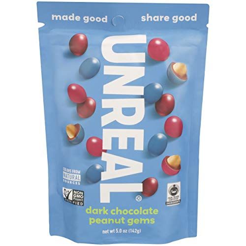 UNREAL Dark Chocolate Peanut Gems - Vegan, Fair Trade, Non-GMO, Gluten-Free Treats - 6 Bags of Natural Goodness!