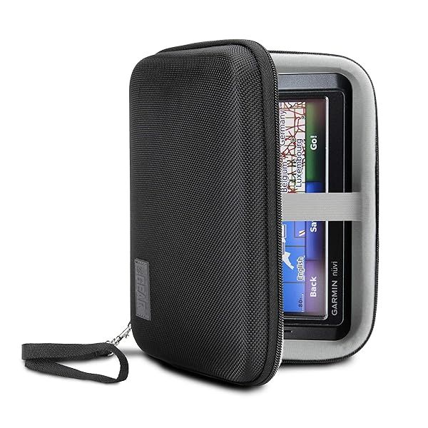 USA Gear Hard Shell Electronic Organizer Case - 7.5 Inch GPS & Accessory Pocket, Water Resistant for Garmin & More - Black