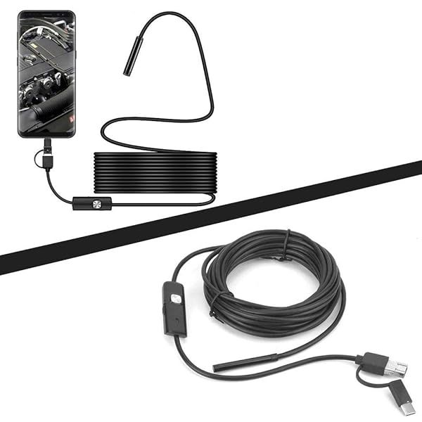 3-in-1 USB Endoscope Camera: 5.5mm Lens, 6 LED, 5M Waterproof Borescope for Android & Windows