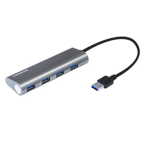 Kingwin 4-Port USB Hub (5Gbps) for MacBook Pro & Computers - Fast Data Transfer for Flash Drives & Card Readers