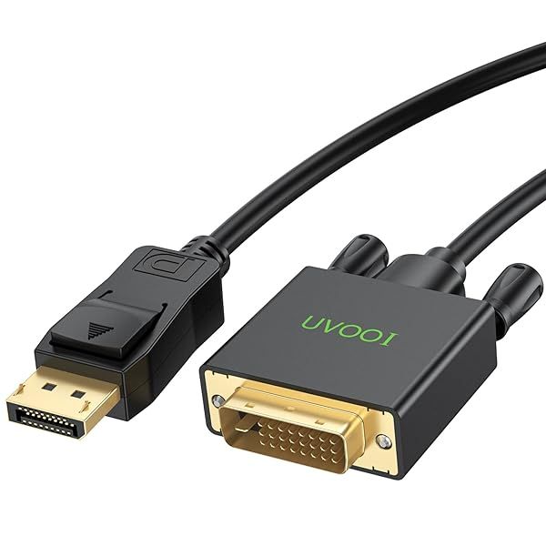 UVOOI 10ft DisplayPort to DVI Cable - Gold-Plated DP to DVI-D Adapter for PC, Laptop, HDTV, Projector & Monitor