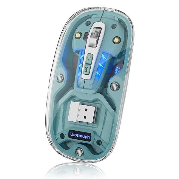 Uiosmuph Tri-Mode Bluetooth Wireless Mouse: Silent, Rechargeable, USB-C, Compatible with Laptop/Mac/Chromebook - Green