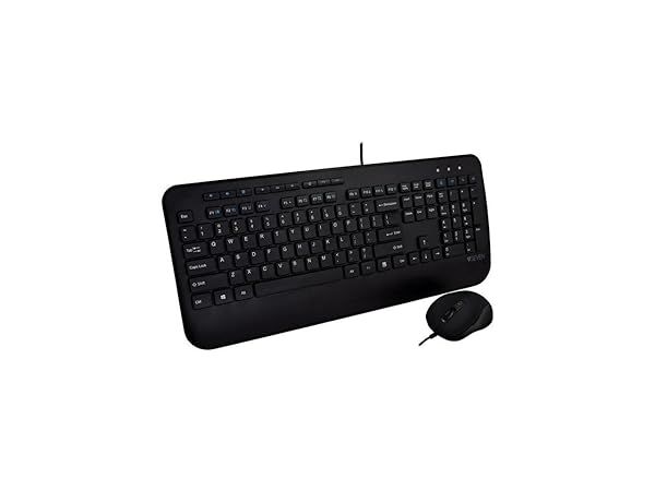 V7 CKU300US Pro USB Keyboard Mouse Combo - Full Size QWERTY with Palm Rest for Ultimate Comfort