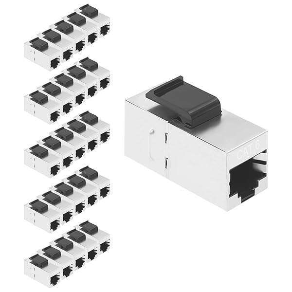 VCE RJ45 Cat6 Shielded Coupler 25-Pack | Cat 6 Female Keystone Jack 8P8C Connector