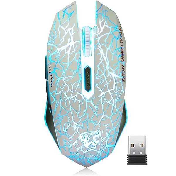 VEGCOO C10 Wireless Gaming Mouse: Rechargeable, Silent, 3 DPI Settings & 7 LED Colors for Gamers - White