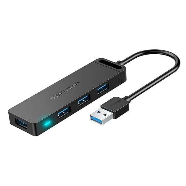 VENTION USB 3.0 Hub: 4-Port Ultra-Slim Data Hub with 3FT Cable for MacBook, Laptop, PS4 & More