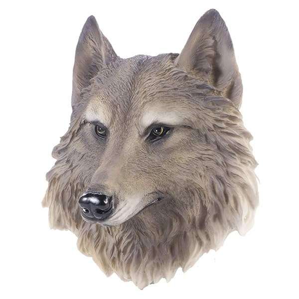VOSAREA Realistic Wolf Head Wall Decor - Halloween Animal Sculpture for Farmhouse Decoration