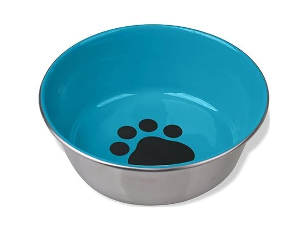 Van Ness Pets 24 OZ Stainless Steel Dog Bowl with Pawprint Design - Durable & Stylish Pet Dish
