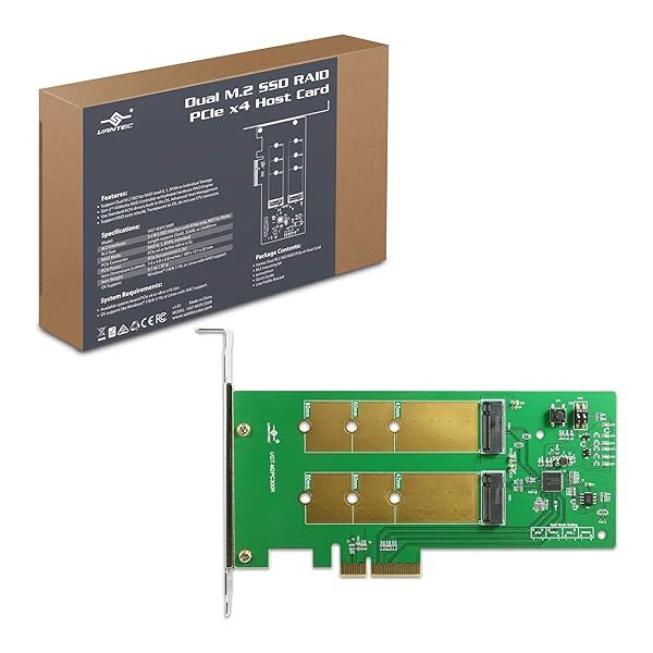 Vantec Dual M.2 SSD RAID PCIe x4 Host Card (UGT-M2PC300R) - Boost Storage Performance & Speed