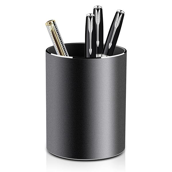 Vaydeer Metal Pen Holder - Stylish Aluminum Pencil Cup for Desk Organization at Home, Office & School (3.15x3.15x3.94 Inches)