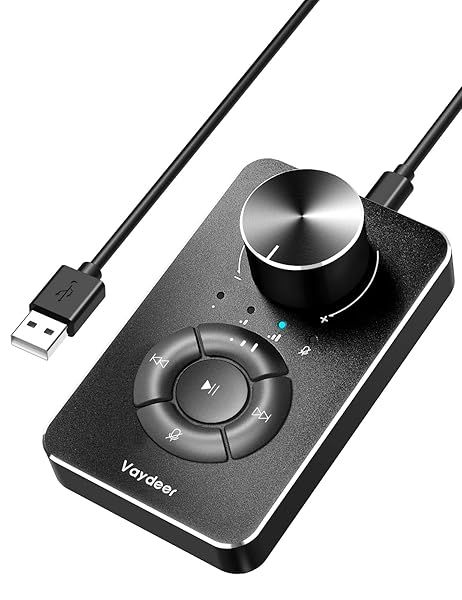 Vaydeer Multimedia Controller Knob: Mic-Mute & Safe Volume Control for USB-C, Compatible with Windows & Mac