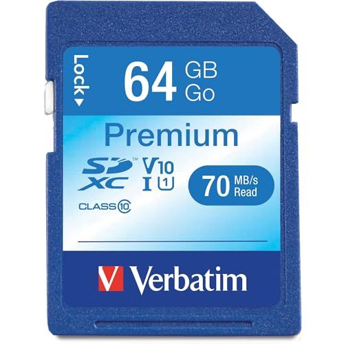 Verbatim 64GB Premium SDXC Memory Card - UHS-I V10 U1 Class 10 for Fast Data Transfer