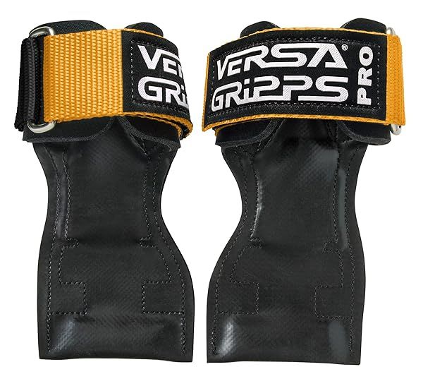 Versa Gripps® Pro, Made in The USA, Wrist Straps for Weightlifting Alternative, The Best Training Accessory, Gold/Black, R/L