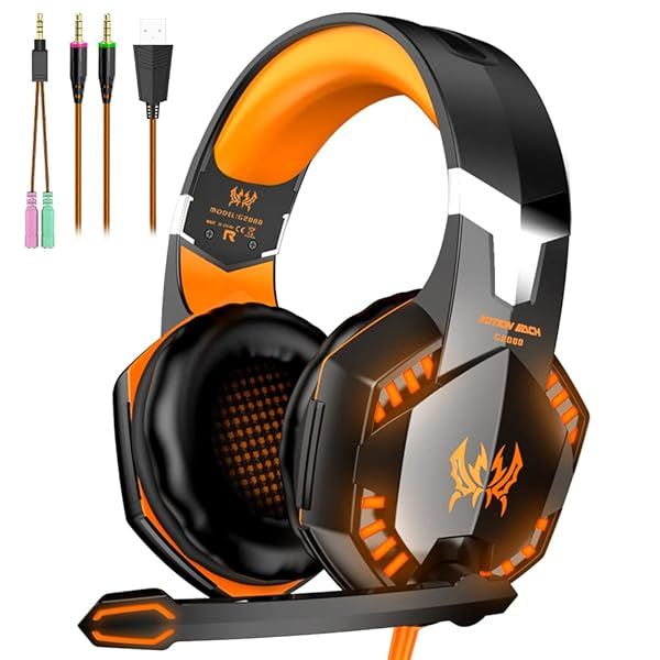 VersionTECH G2000 Gaming Headset: Noise Cancelling, LED Lights, Soft Earmuffs for PS5, Xbox, PC & More - Ultimate Gaming Experience!