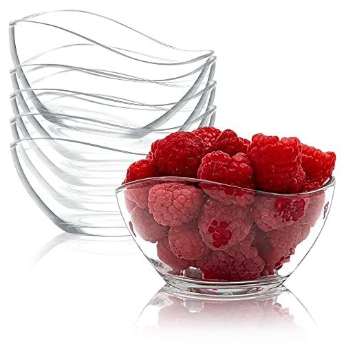 Vikko Dessert Bowls Set of 6 - 10oz Glass Ice Cream, Snack & Salad Bowls - Microwave & Dishwasher Safe