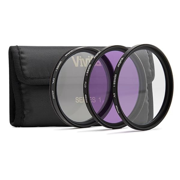 Vivitar 3-Piece Multi-Coated Glass Filter Kit (49mm UV/FLD/CPL) - Enhance Your Photography Today!