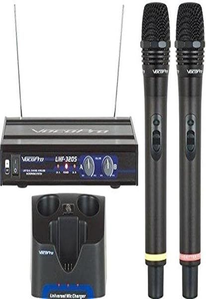 VocoPro UHF-3205 Dual Channel Rechargeable Wireless Microphone System - High Quality Sound & Performance