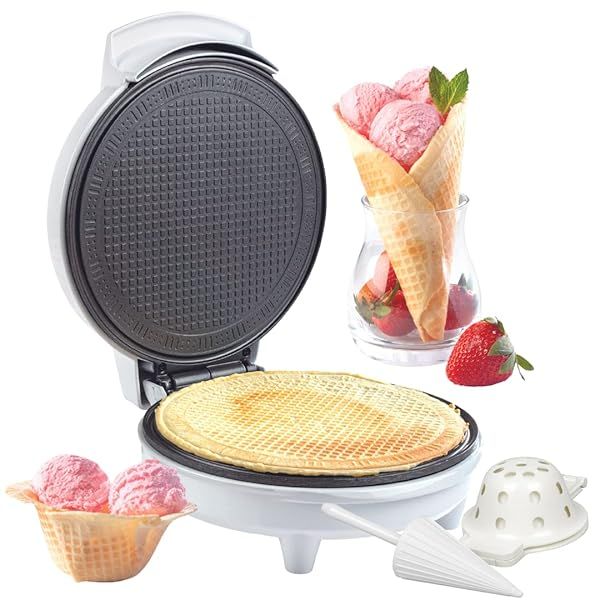 Homemade Waffle Cone & Bowl Maker - Electric Nonstick Waffler for Ice Cream Treats | Perfect Holiday Gift for Kids & Adults