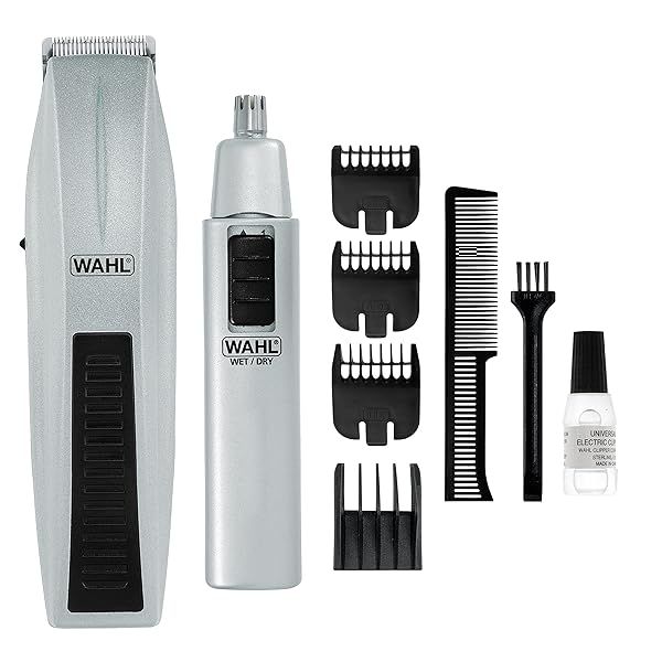 Wahl Beard Trimmer for Men - Battery-Powered Grooming Set with Bonus Nose & Ear Trimmer | Model 5537-420