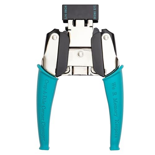 Crop-A-Dile Corner Chomper Punch by We R Memory Keepers - Teal Crafting Tool for Perfect Corners on Cardstock, Leather & Fabric