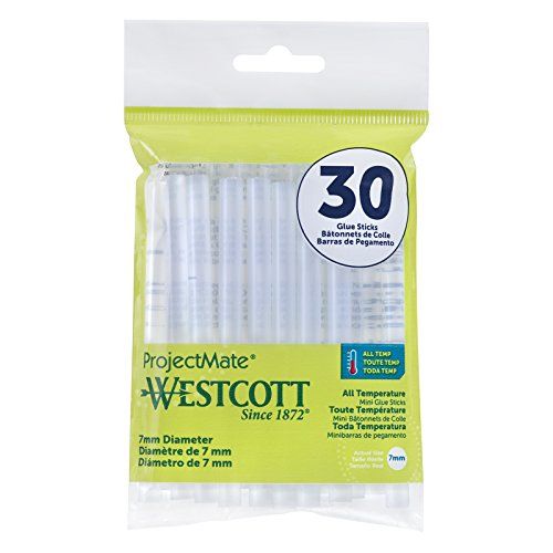 Westcott 16837 Mini Glue Sticks - Premium All-Temperature Hot Glue for Crafts, 30 Count