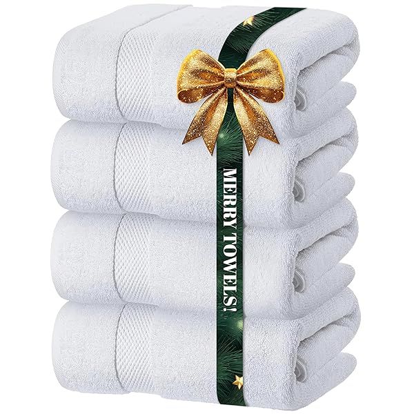 Luxury White Bath Towels Set of 4 - Ultra Soft 700 GSM Cotton, Highly Absorbent & Quick Dry | Plush Hotel Quality 27x54
