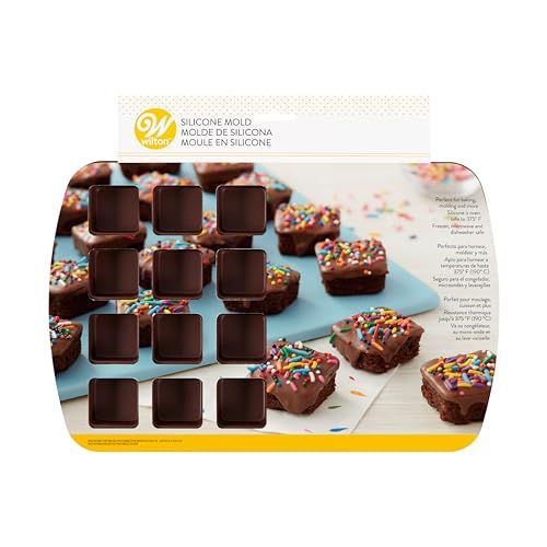 Wilton 24-Cavity Silicone Mold for Perfect Bite-Size Brownie Squares - Easy Baking & Cleanup!