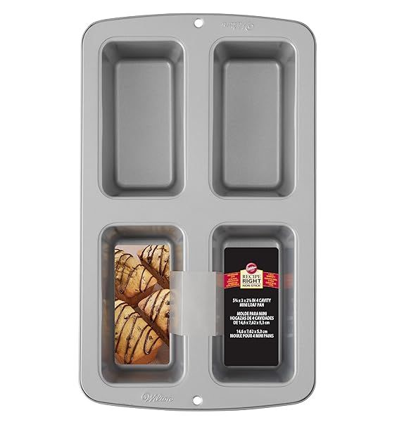 Wilton Non-Stick Mini Loaf Pan Set - 4-Cavity Steel Bakeware for Perfect Creations