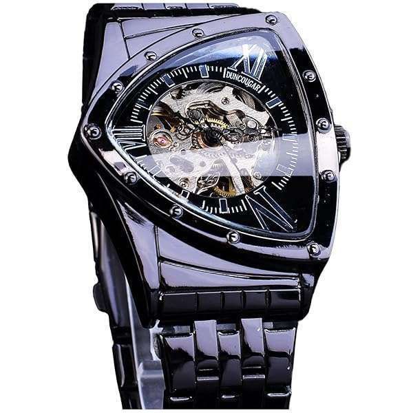 Luxury Men's Automatic Skeleton Watch - Waterproof Stainless Steel, Luminous Sports Design, Black Band & Case