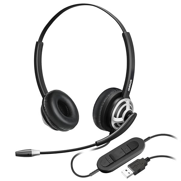 Best Wired USB Headset with Noise Cancelling Mic for PC, Laptops & Call Centers - Perfect for Meetings & Webinars
