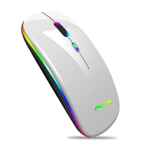 Rechargeable Wireless Bluetooth Mouse - Dual Mode USB Optical for Laptop, PC, Mac, Android & Windows (Silver)