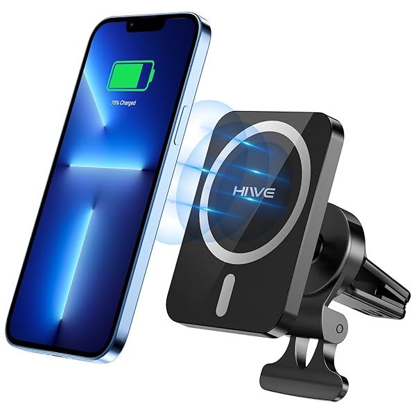 Magnetic Wireless Car Charger for iPhone 16/15/14/13/12 - 15W Mag-Safe Phone Mount Holder (Silver)