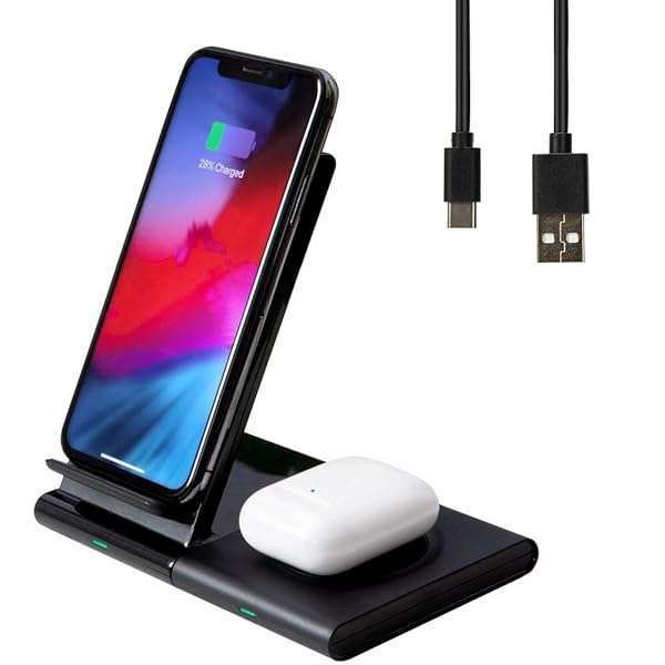 Fast Wireless Charging Stand: 2-in-1 Dock for iPhone 14/13/12/11 & Samsung Galaxy Devices