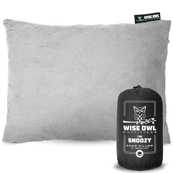 Wise Owl Memory Foam Travel Pillow - Washable, Compact for Airplanes & Camping (Grey, Small/Medium)