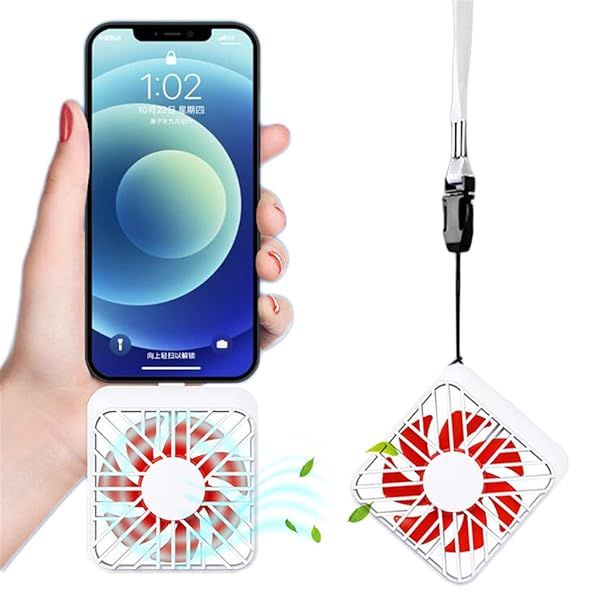XEMZ Portable Mobile Phone Fan with Lanyard - Mini USB Cooling Fan for iPhone, Android & iPad | Perfect for Travel & Office