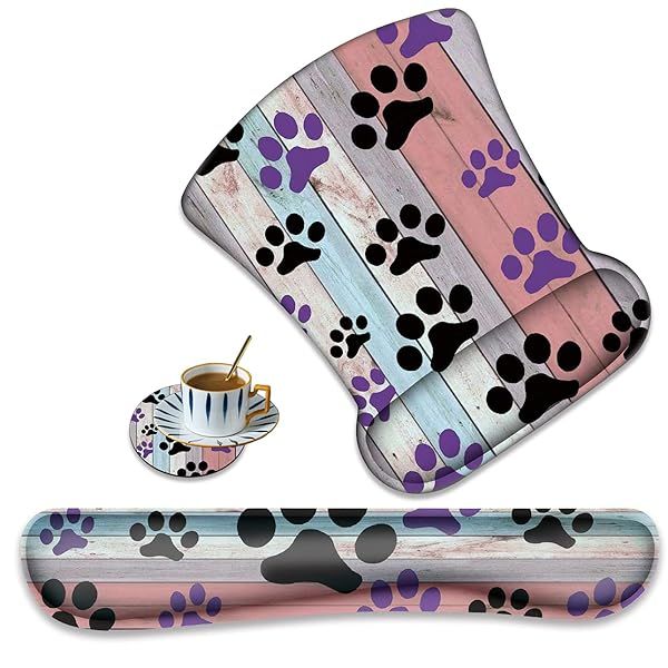 XMTMR Ergonomic Keyboard Wrist Rest & Gel Mouse Pad Set - Non-Slip, Cute Dog Paw Design for Work & Gaming