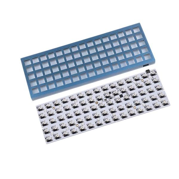 YMDK Idobao ID75: 75 Keys Ortholinear Mechanical Keyboard Kit - Hot-Swappable Type C, Anodized Aluminum Case (Black-Blue)