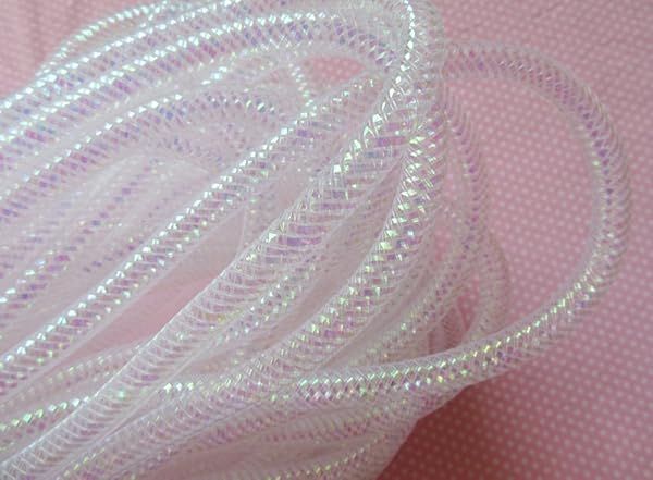 YYCRAFT 15 Yards Solid Mesh Tube for Wreaths & Crafts - Shiny White 8mm Deco Flex