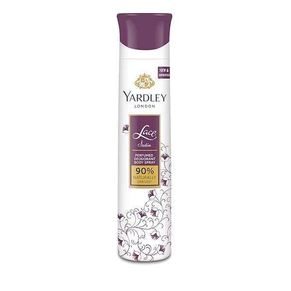 Yardley London Lace Satin Perfumed Deodorant Body Spray 150ml - Long-Lasting Freshness