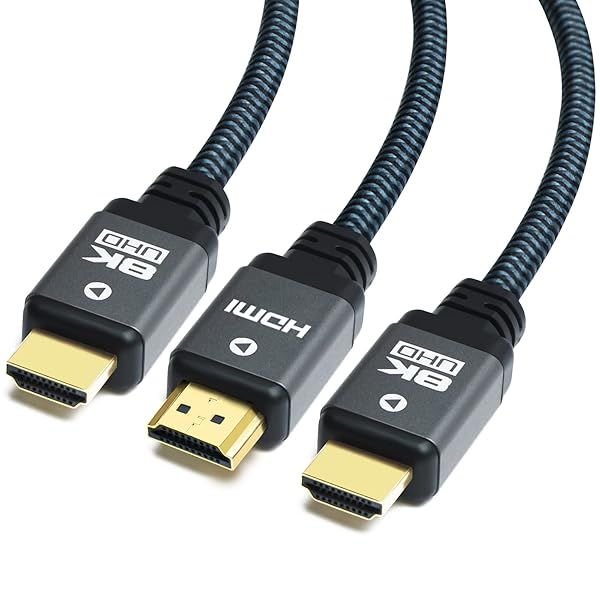 Yauhody 8K HDMI Cable 10ft (3 Pack) - High Speed 48Gbps, Supports 8K@60Hz, 4K@120Hz, Durable Nylon Braided, eARC, Real 8K Quality