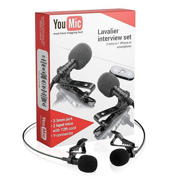 YouMic Dual Mini Lavalier Mics for iPhone, Android & PC - Perfect for Vlogging & Video Recording
